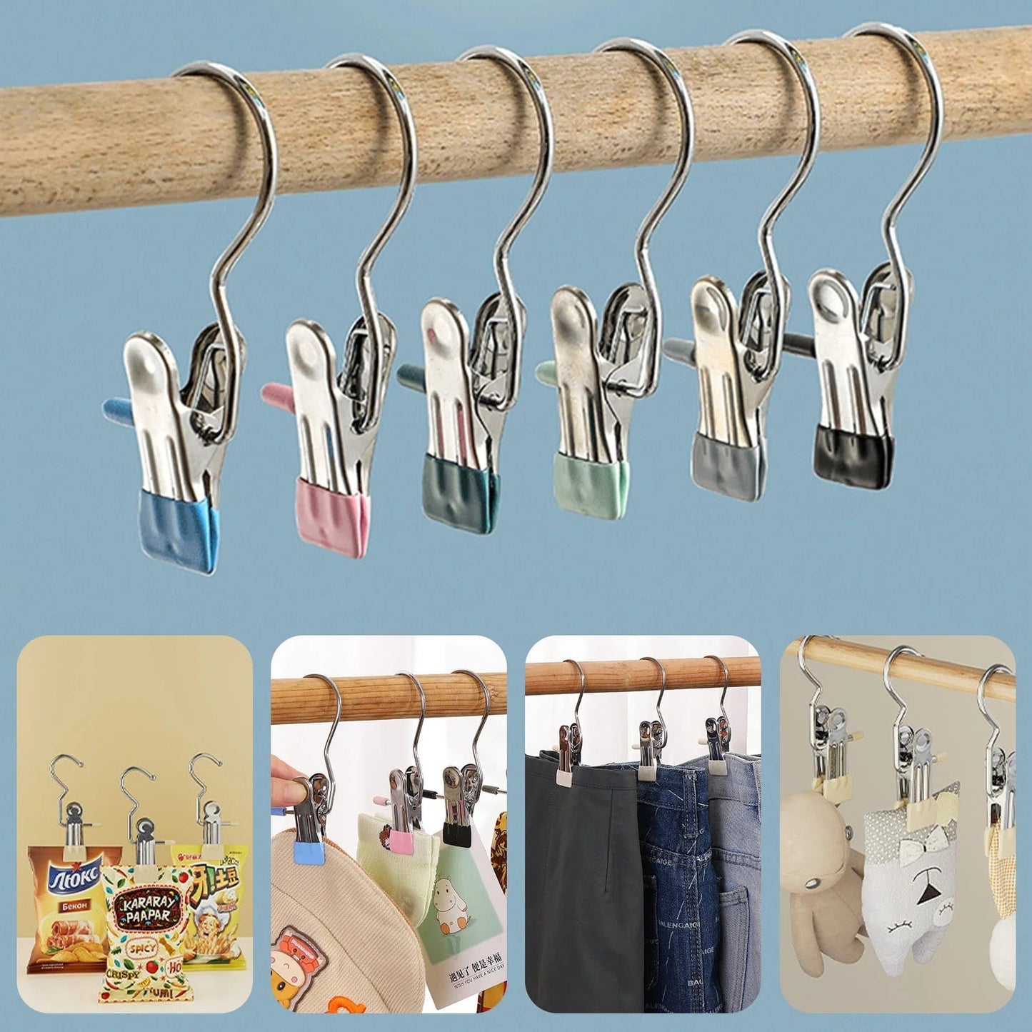Portable Multipurpose Stainless Steel Hanger Clips